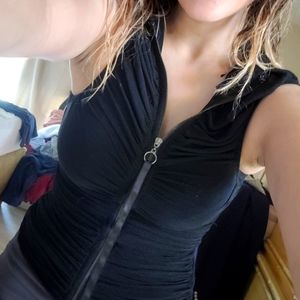 Marciano glitter zip patty shirt